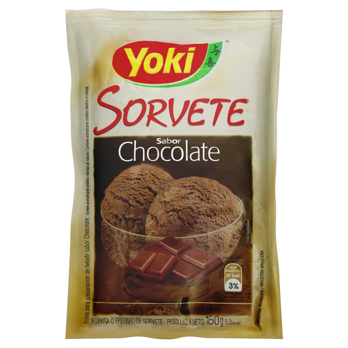 Pó para Sorvete Chocolate Yoki Pacote 150g