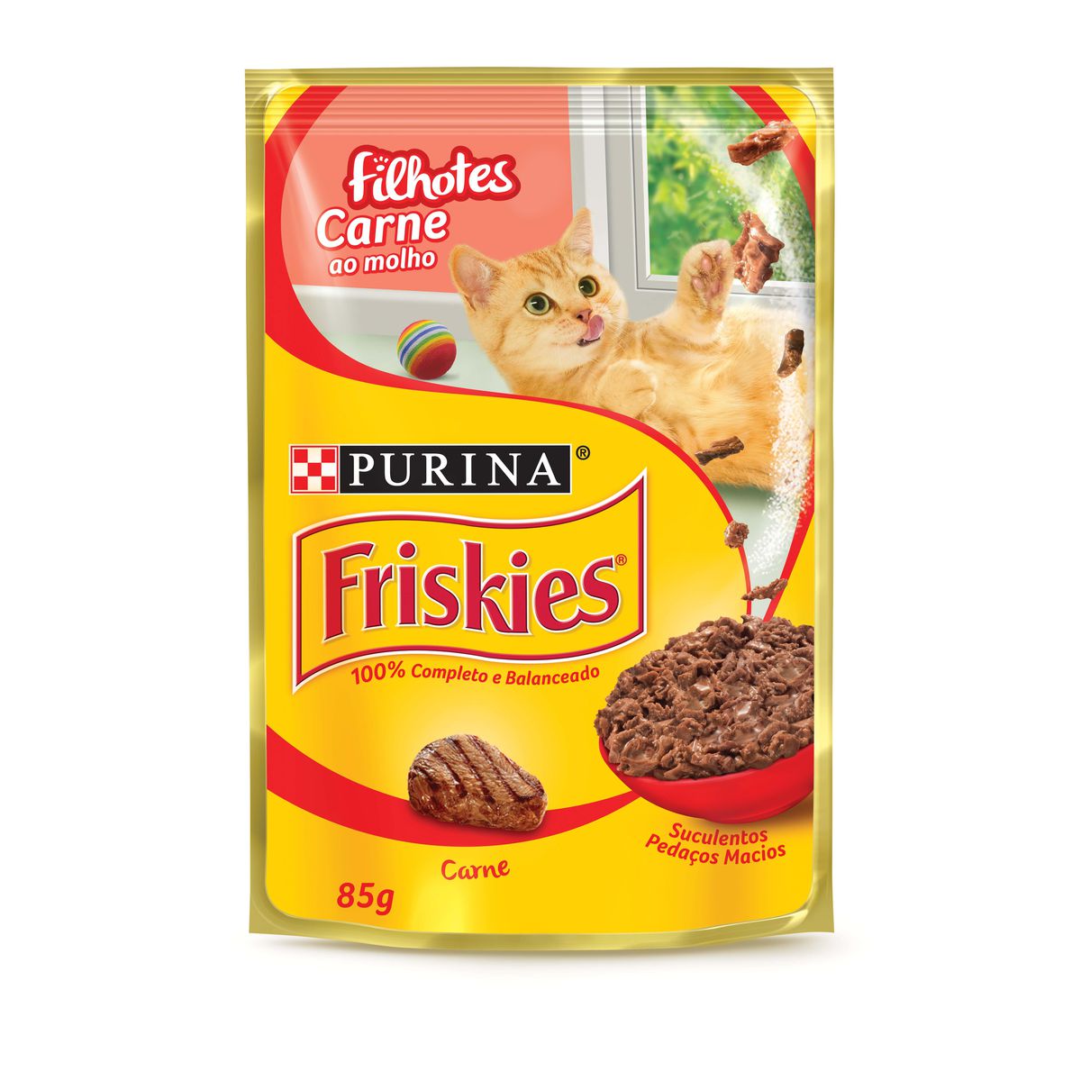 Ração Úmida para Gato Filhote Purina Friskies Carne ao Molho Sachê 85g