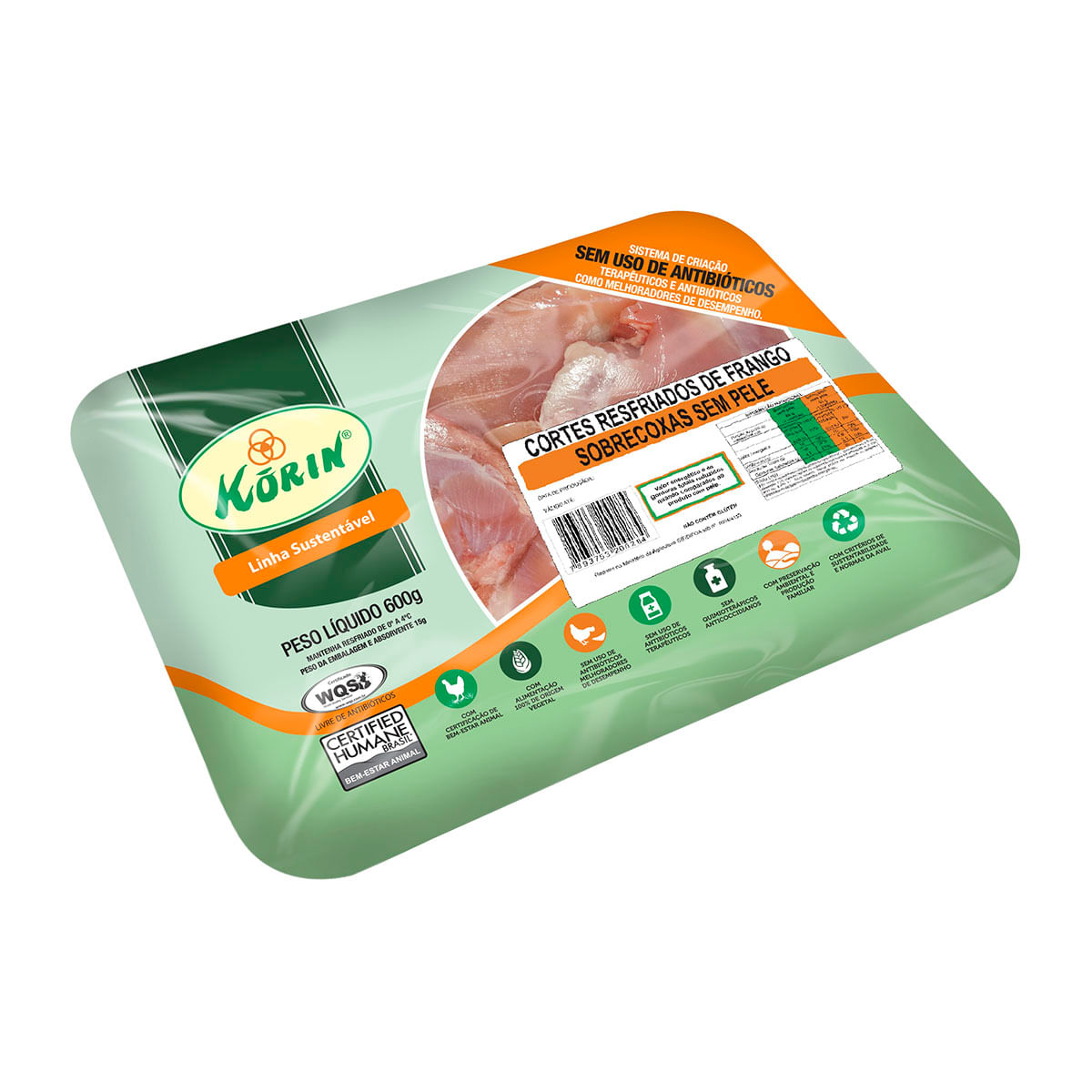 Sobrecoxa de Frango Resfriado Korin 600g