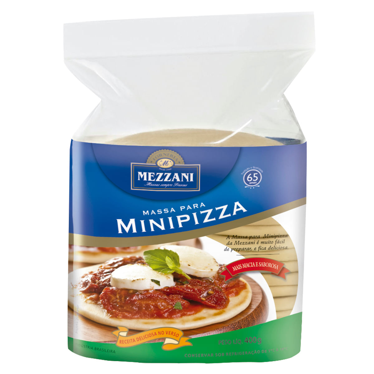 Mini Massa para Pizza Mezzani com 15 Unidades