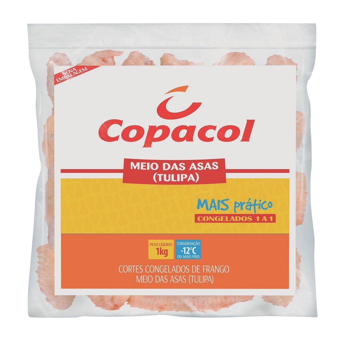 Meio da Asa de Frango Congelado Copacol 1 kg