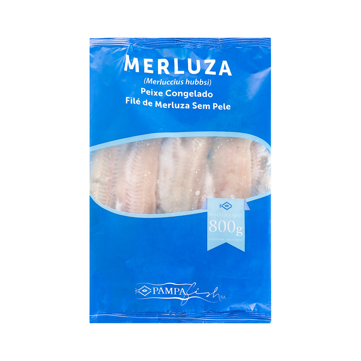 Filé de merluza congelado sem pele Pampa Fish - 800 g