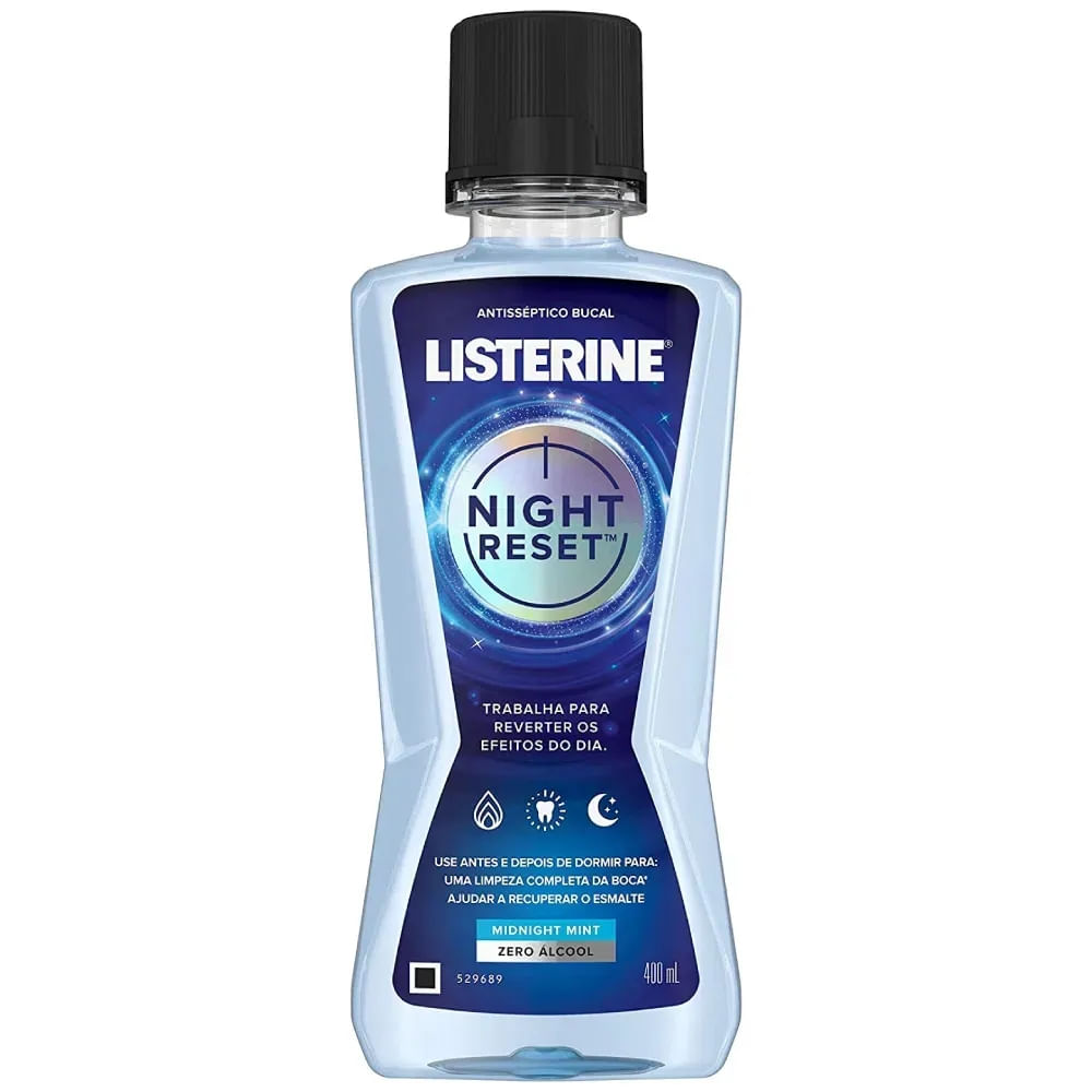 Enxaguante Bucal sem Álcool Listerine Night Reset Midnight Mint 400ml