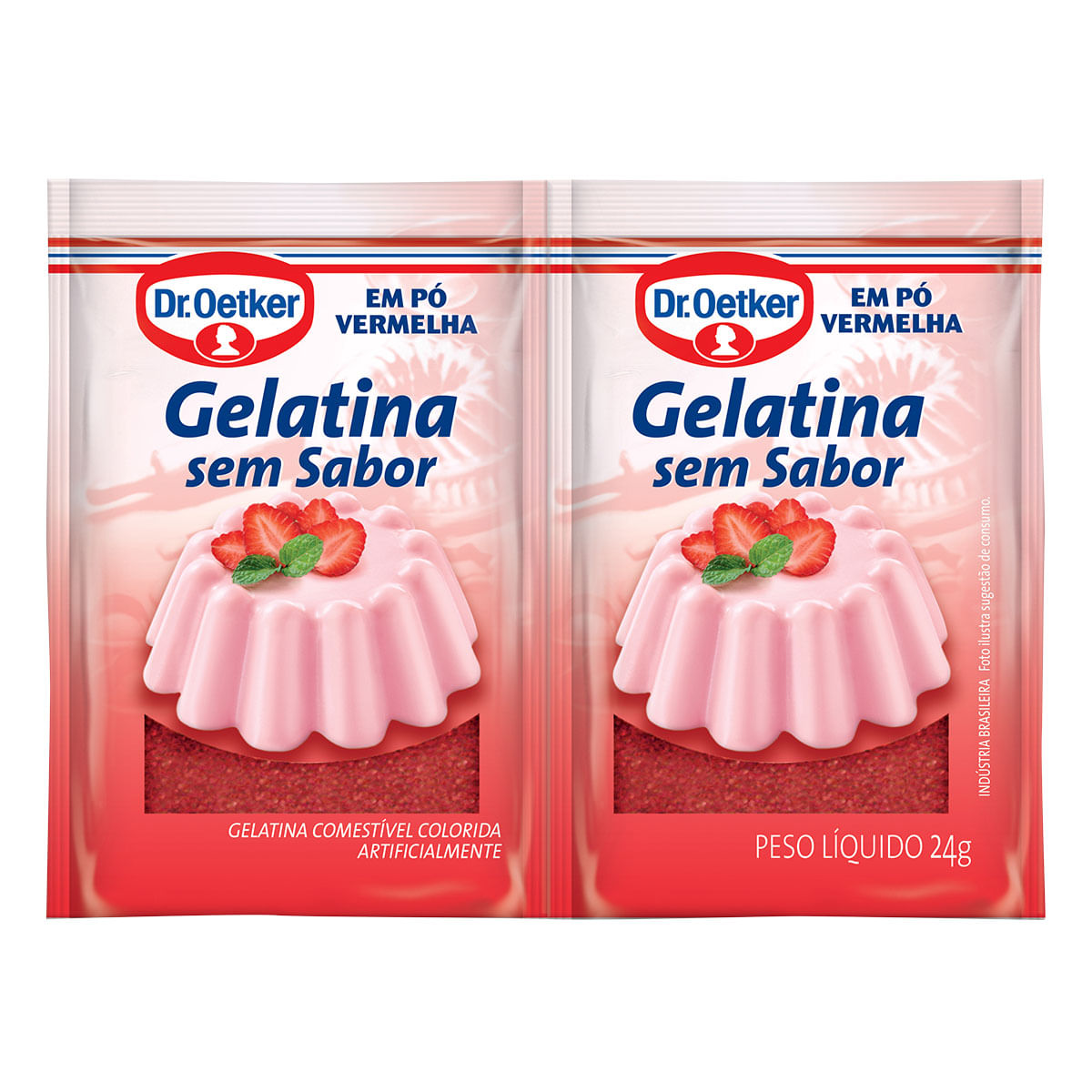 Gelatina sem Sabor em Pó Vermelha Dr. Oetker 24g