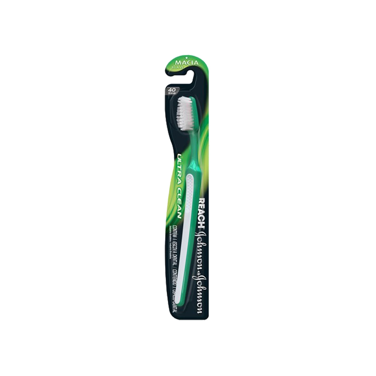 Escova Dental Johnson &amp; Johnson Ultra Clean Reach Verde e Branca