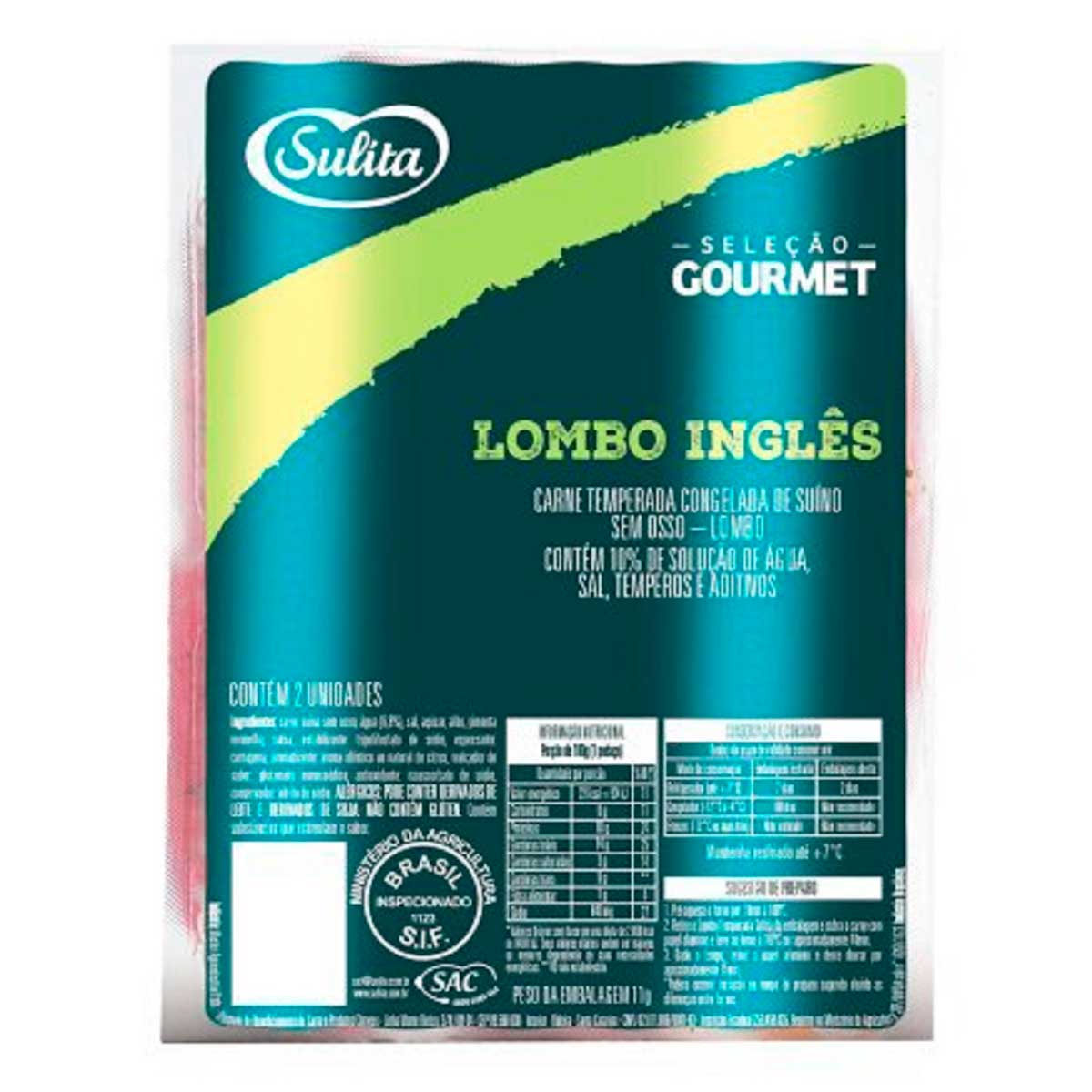 Lombo Inglês Suíno Temperado Resfriado Sulita Gourmet Aproximadamente 1Kg