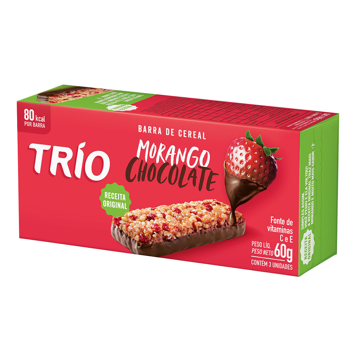 Barra de Cereal Sabor Morango com Chocolate Trio 3 Unidades