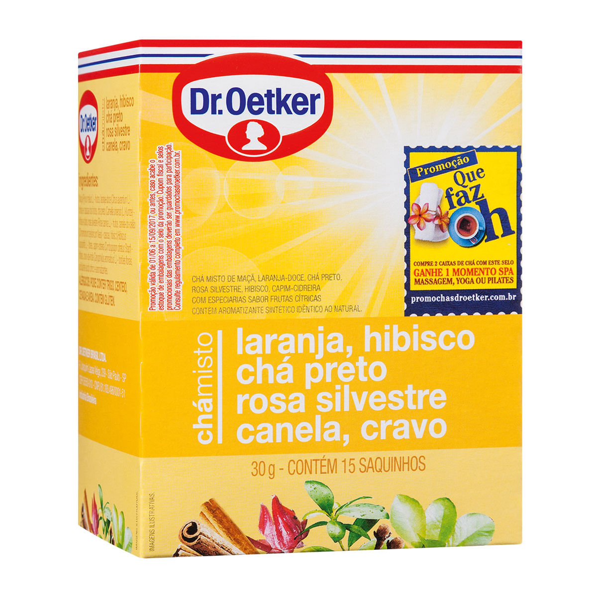 Chá Misto de Laranja, Hibisco, Chá Preto, Rosa, Canela e Cravo Dr. Oetker 15 Sachês