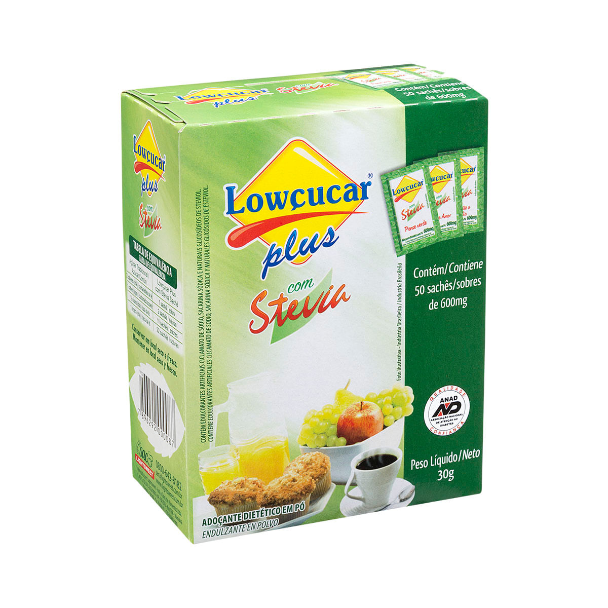 Adoçante em Pó com Stevia Lowçúcar Plus 50 unidades 40g