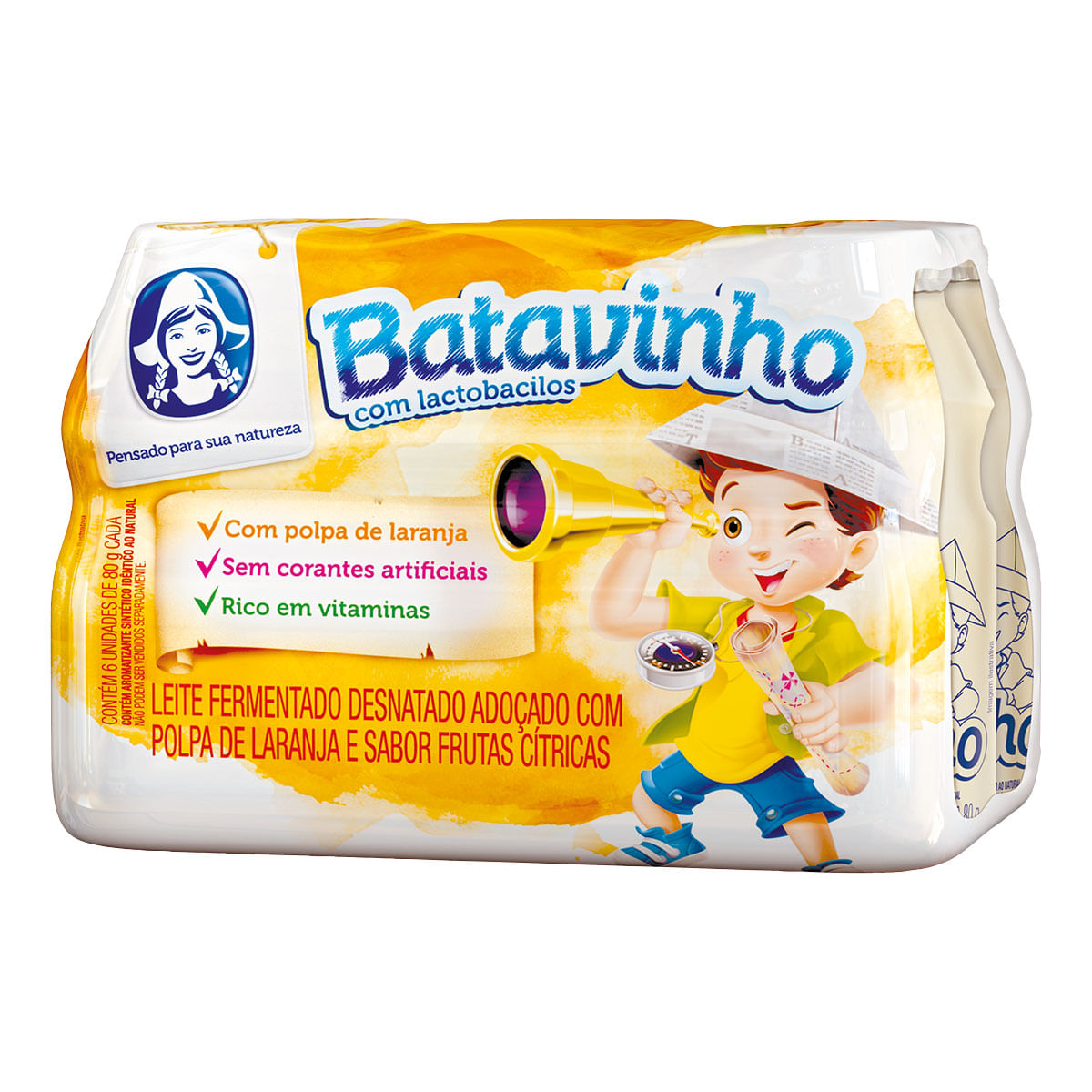 Leite Fermentado Desnatado Batavinho 80g com 6 Unidades