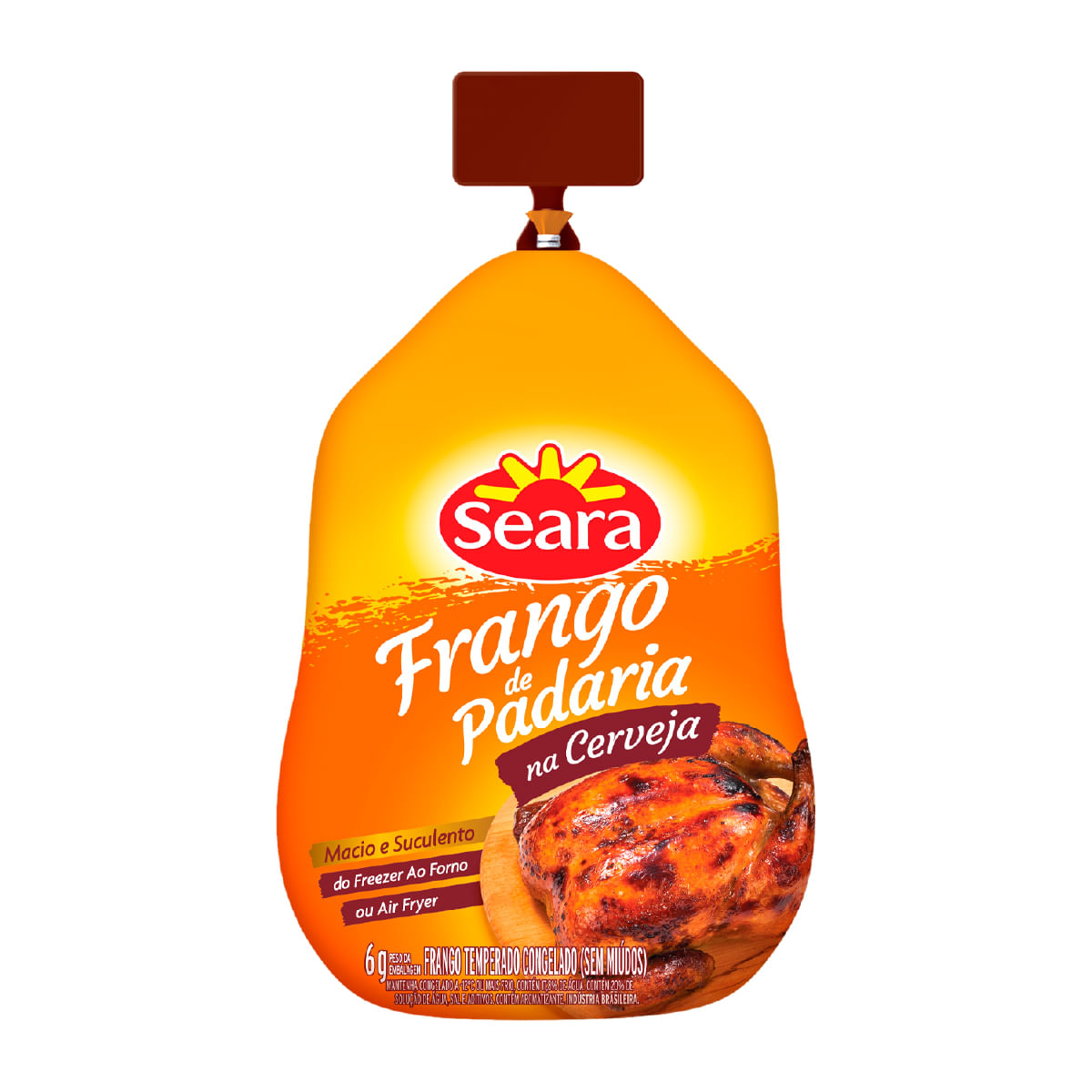 Frango Inteiro Congelado Temperado Cerveja Seara Frango de Padaria Aproximadamente 1,4 kg