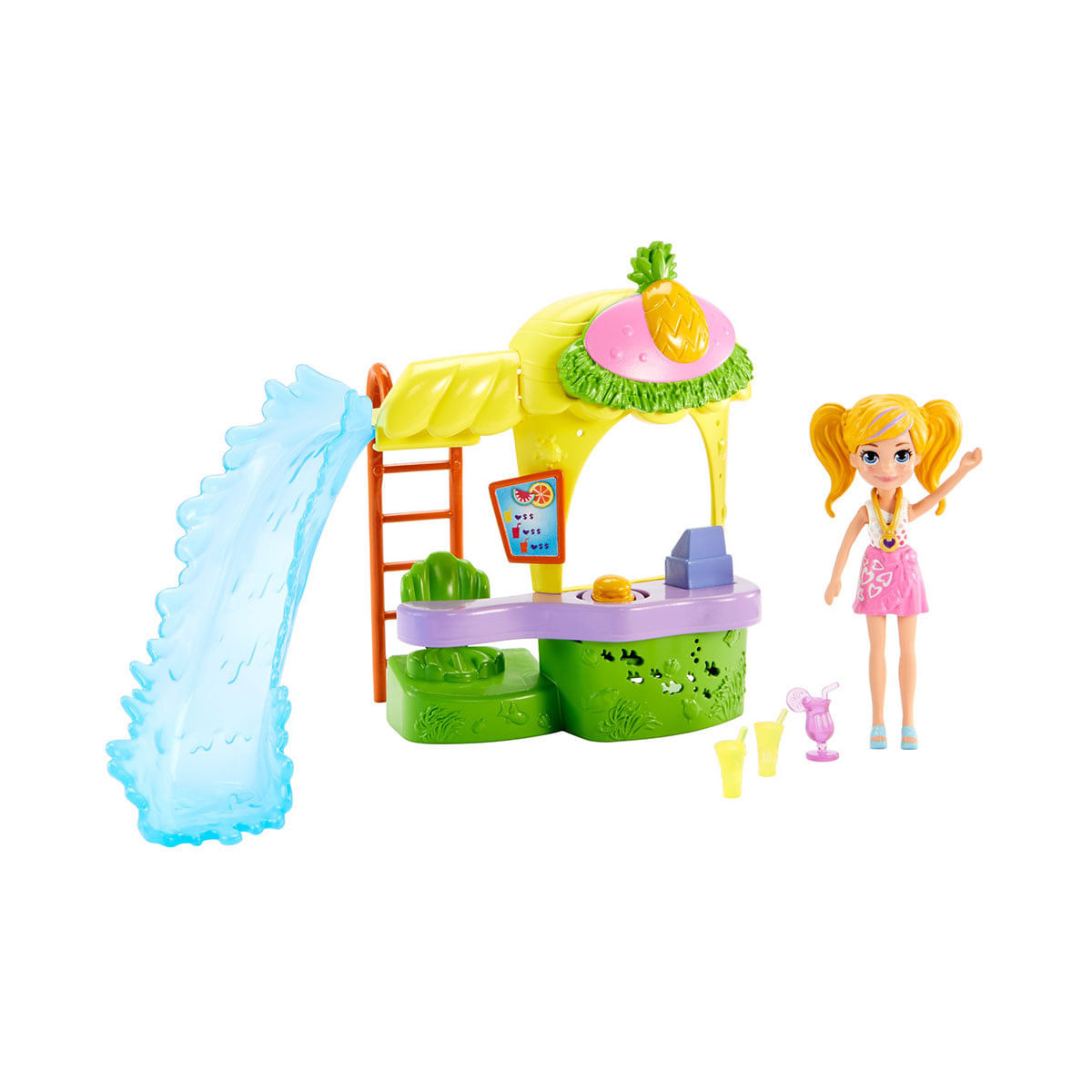 Polly Pocket! Quiosque Parque dos Abacaxis, Quiosque de Vitamina, Nova Polly Mattel