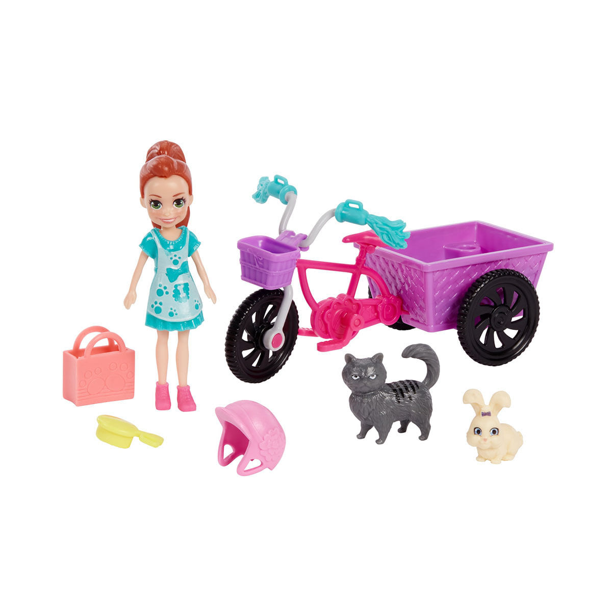 Polly Pocket! Bicicleta Aventura com Bichinho, Nova Polly Mattel