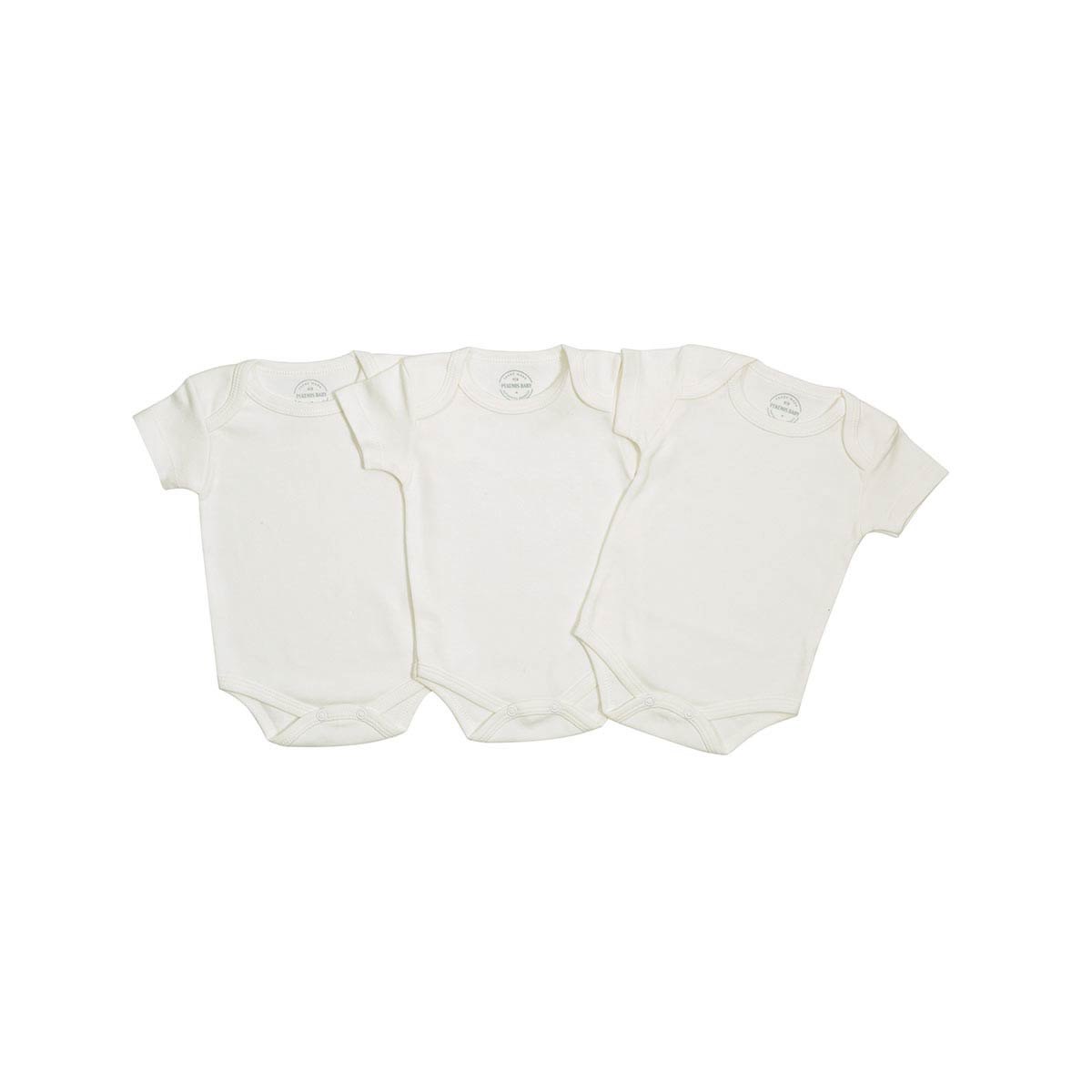 Kit Bodies 3 peças Petutinha Baby Off White 12 a 18 meses