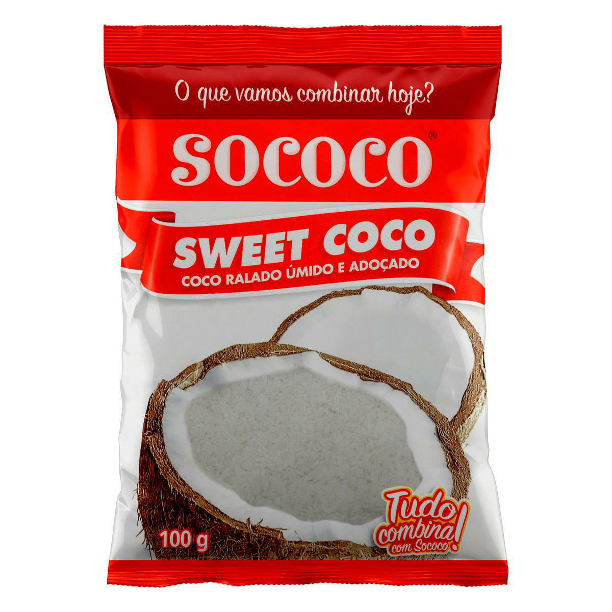 Coco Ralado Úmido Adoçado Sococo Sweet Coco Pacote 100 g