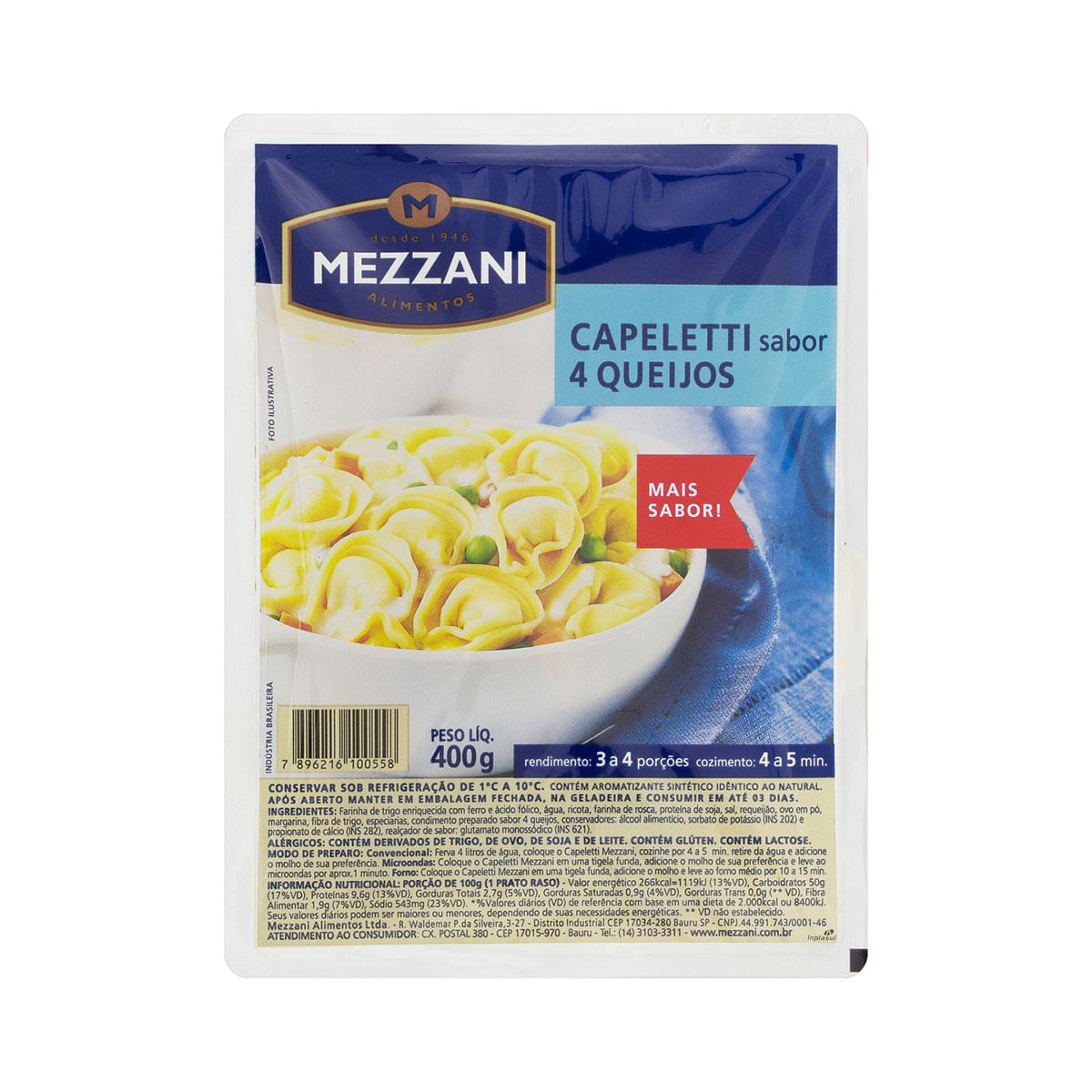 Capeletti 4 Queijos Mezzani 400g