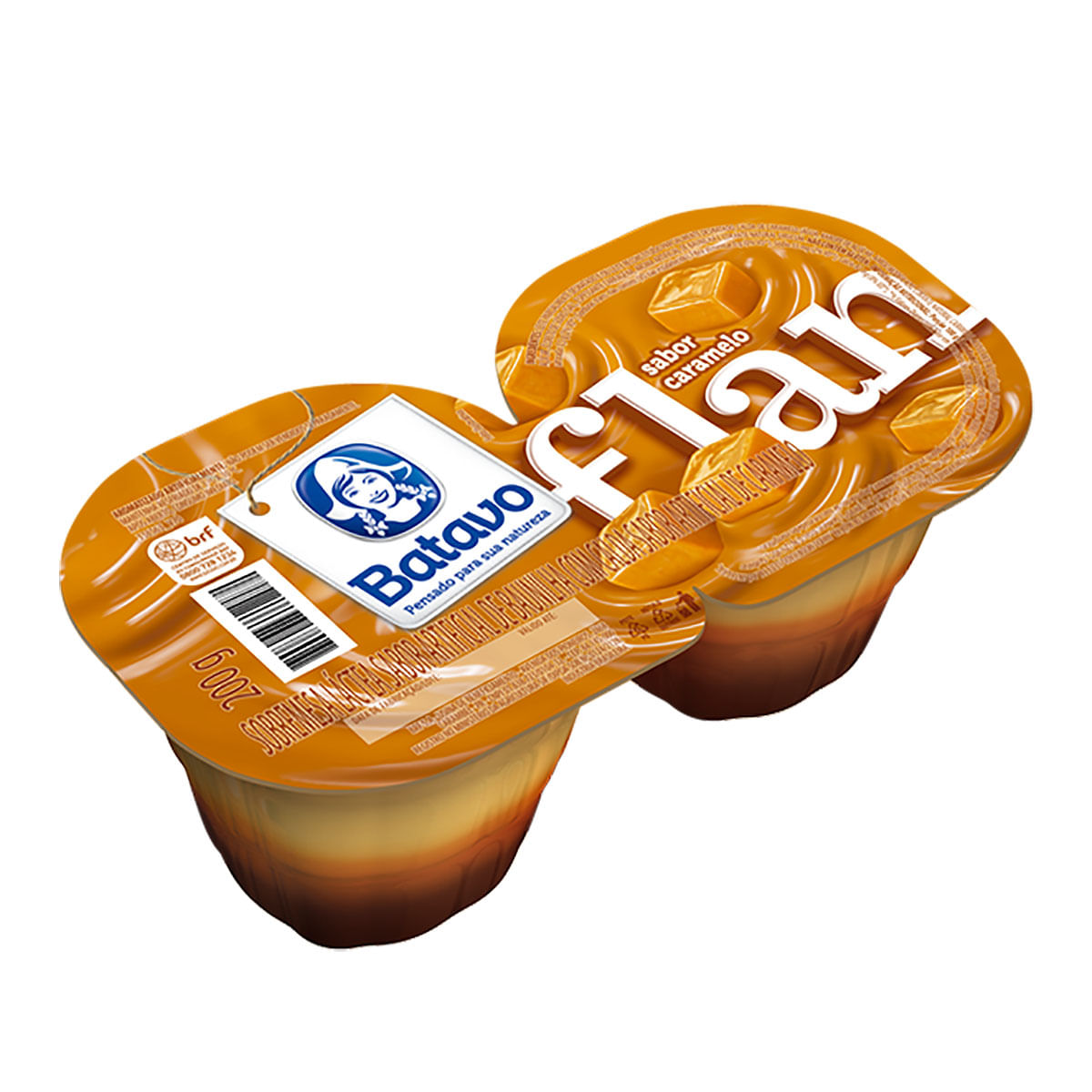 Flan de Baunilha Contém Glúten com Calda de Caramelo Batavo 200ml 2 Unidades