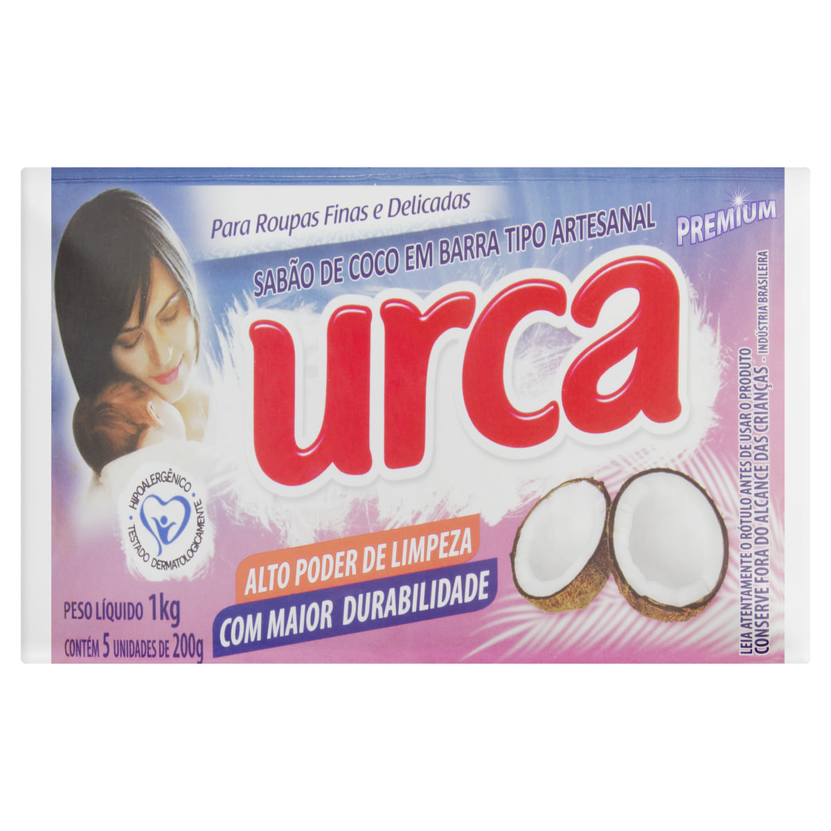 Sabão em Barra Artesanal Coco Urca Premium 1kg 5 Unidades