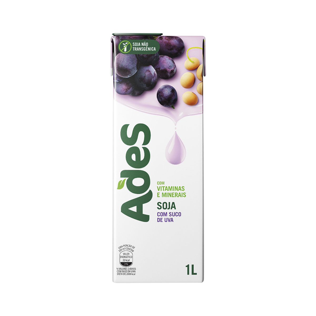 Bebida à Base de Soja Sabor Uva Ades 1 Litro