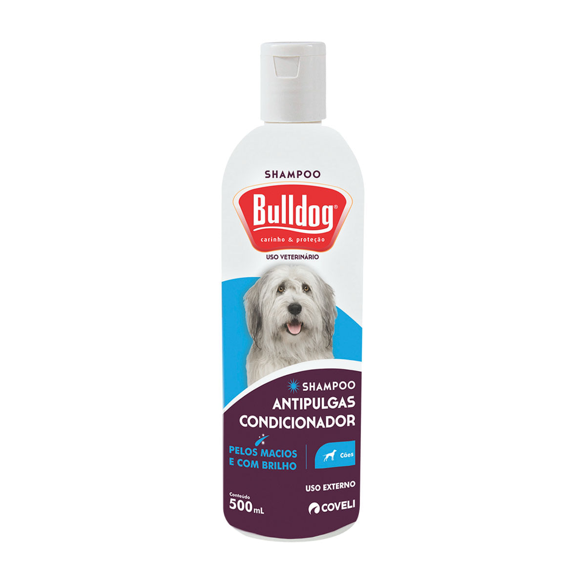 Shampoo 2 em 1 para Cachorro Antipulgas Coveli Bulldog 500ml