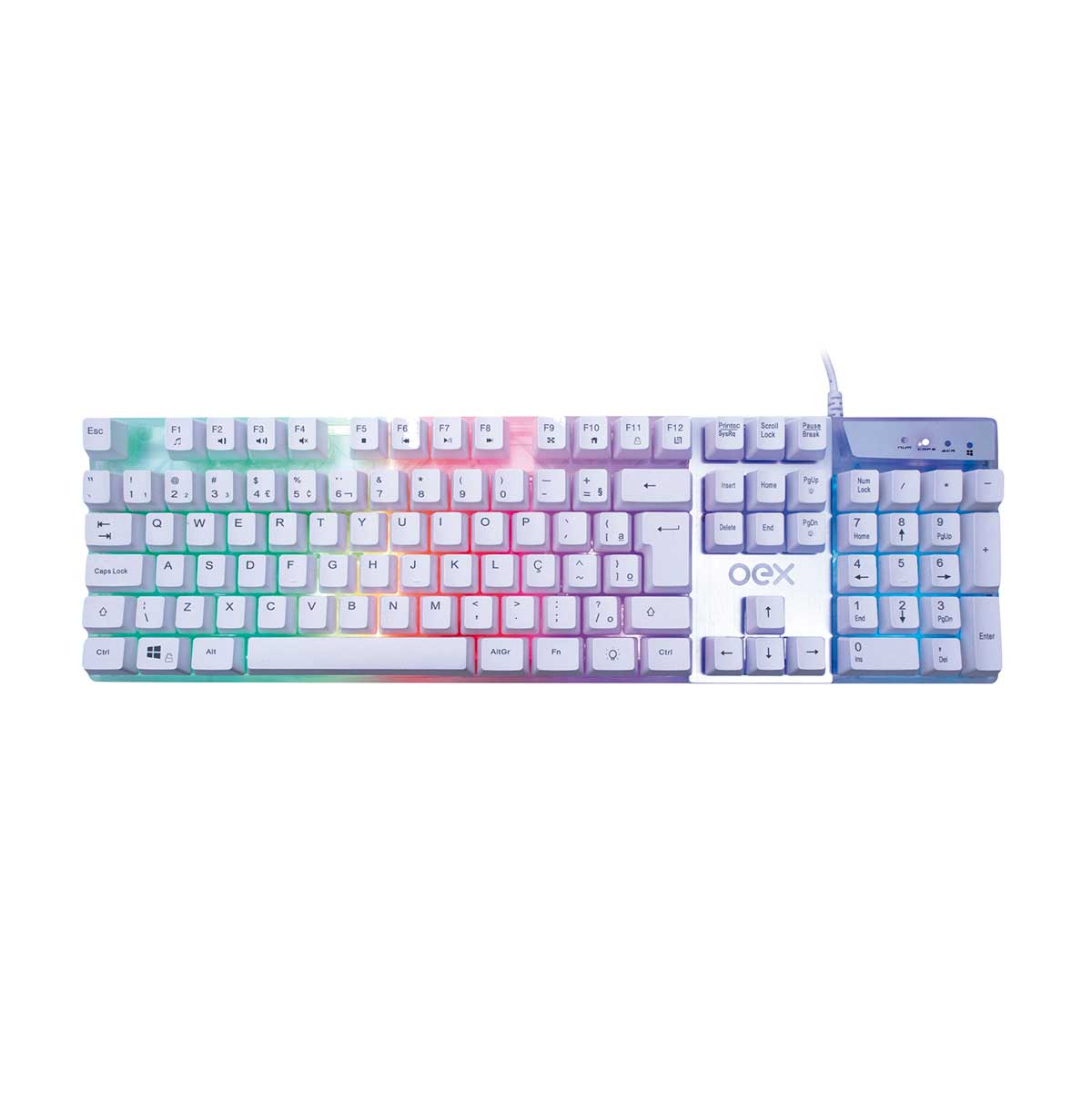 Teclado Gamer Oex Prismatic TC205 Branco