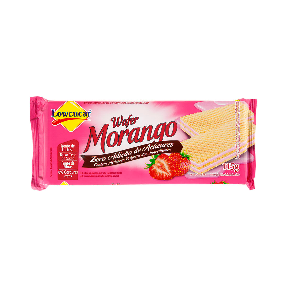 Wafer de Morango com Lowçucar Zero Açúcar 115g