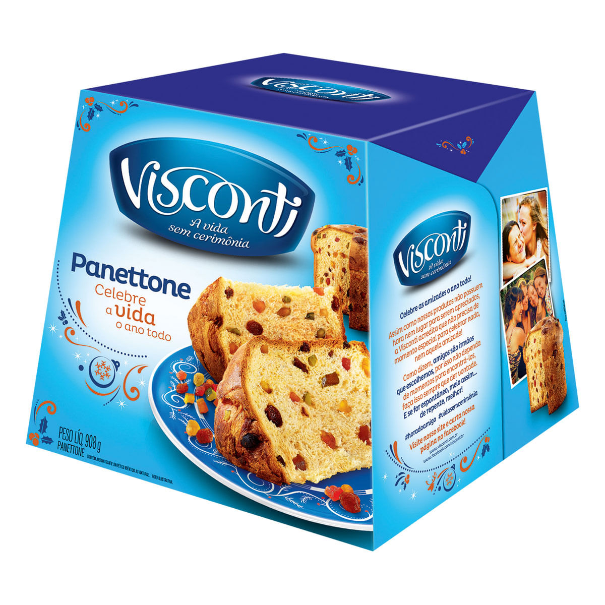 Panetone de Frutas Cristalizadas Visconti 908g