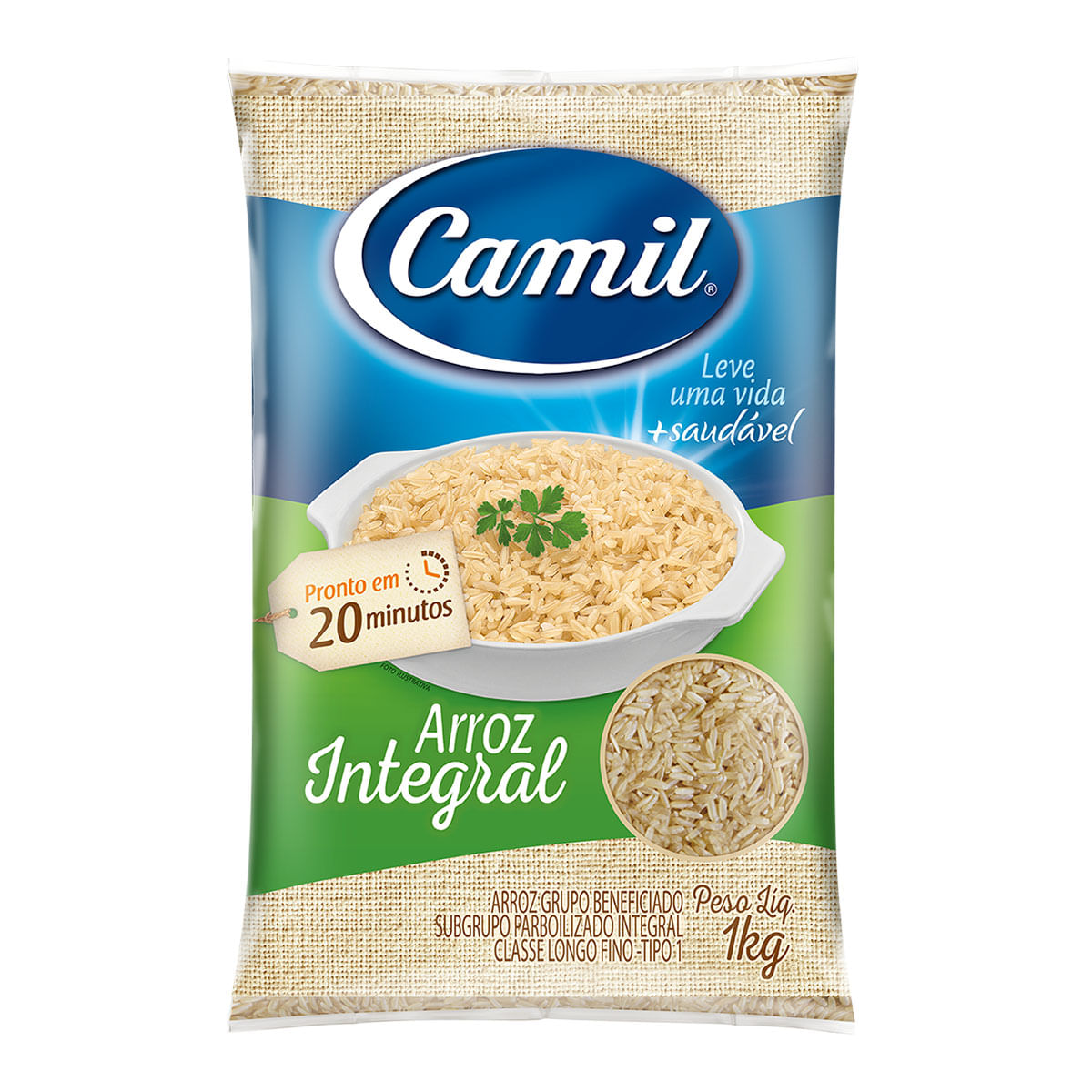 Arroz Integral Longo-fino Tipo 1 Camil Todo Dia 1 Kg