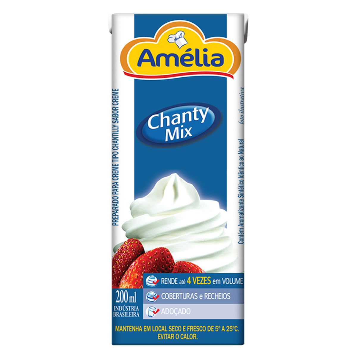 Creme Vegetal Tipo Chantilly Tradicional Amélia Chanty Mix 200ml