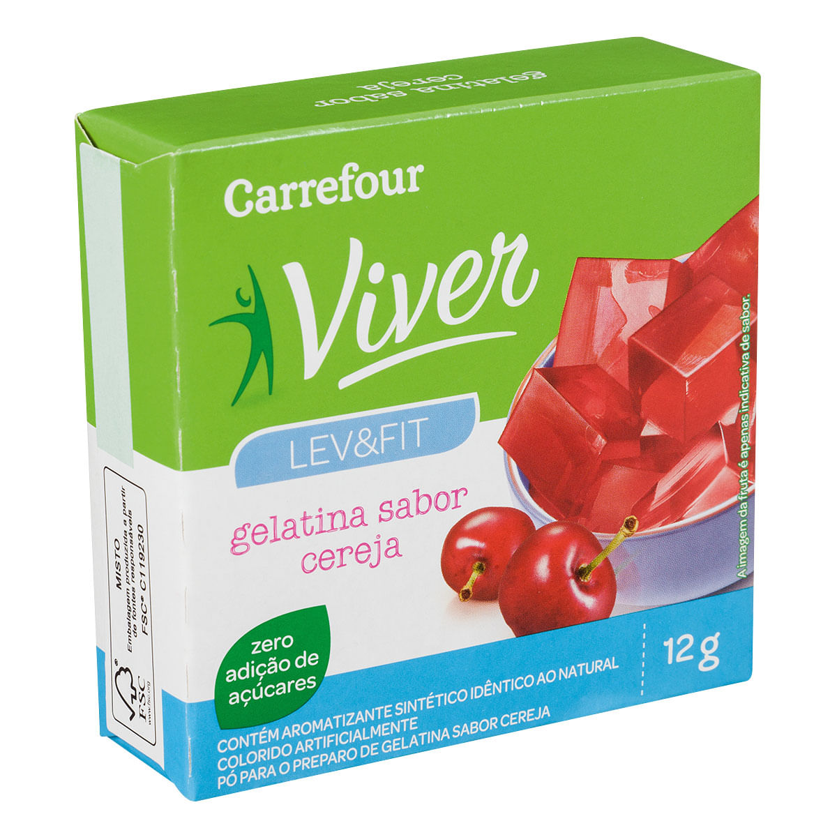 Gelatina Sabor Cereja Carrefour Viver 12g