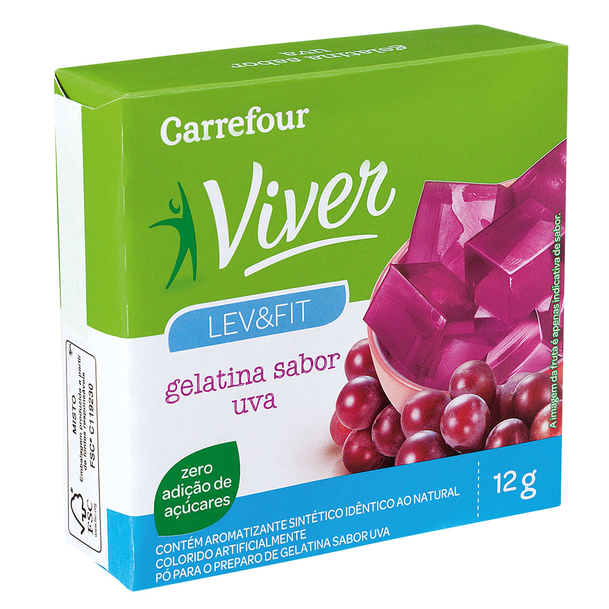 Gelatina Sabor Uva Carrefour Viver 12g