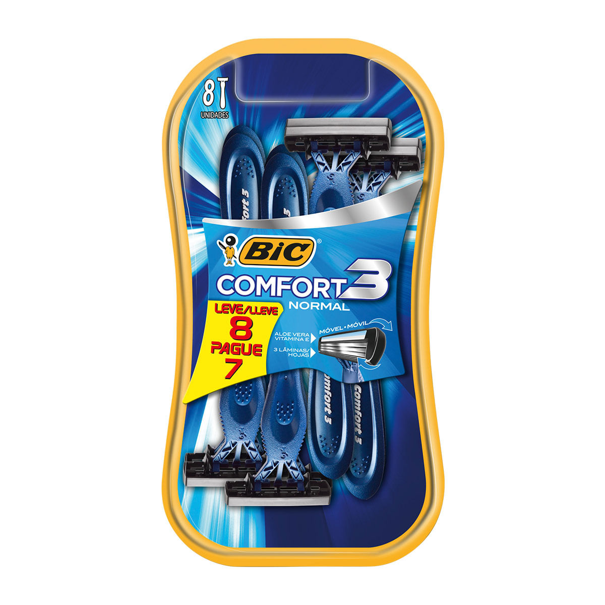 Aparelho de Barbear Descartável Bic Comfort 3 com 8 Unidades