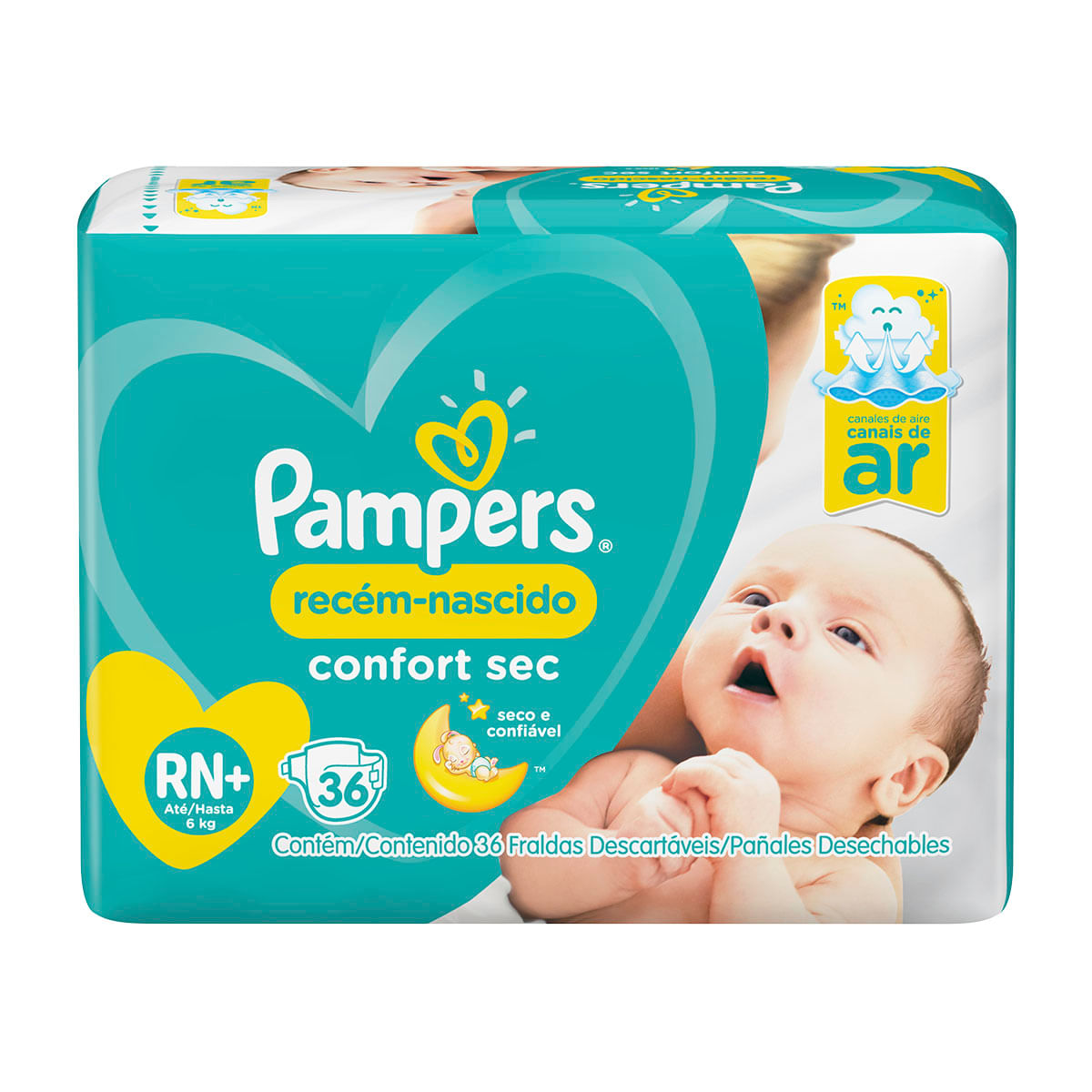 Fraldas Pampers Recém-Nascido Confort Sec RN+ 36 Unidades