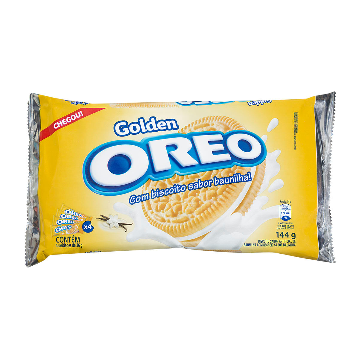 Biscoito Recheado de Baunilha Oreo Golden 144g