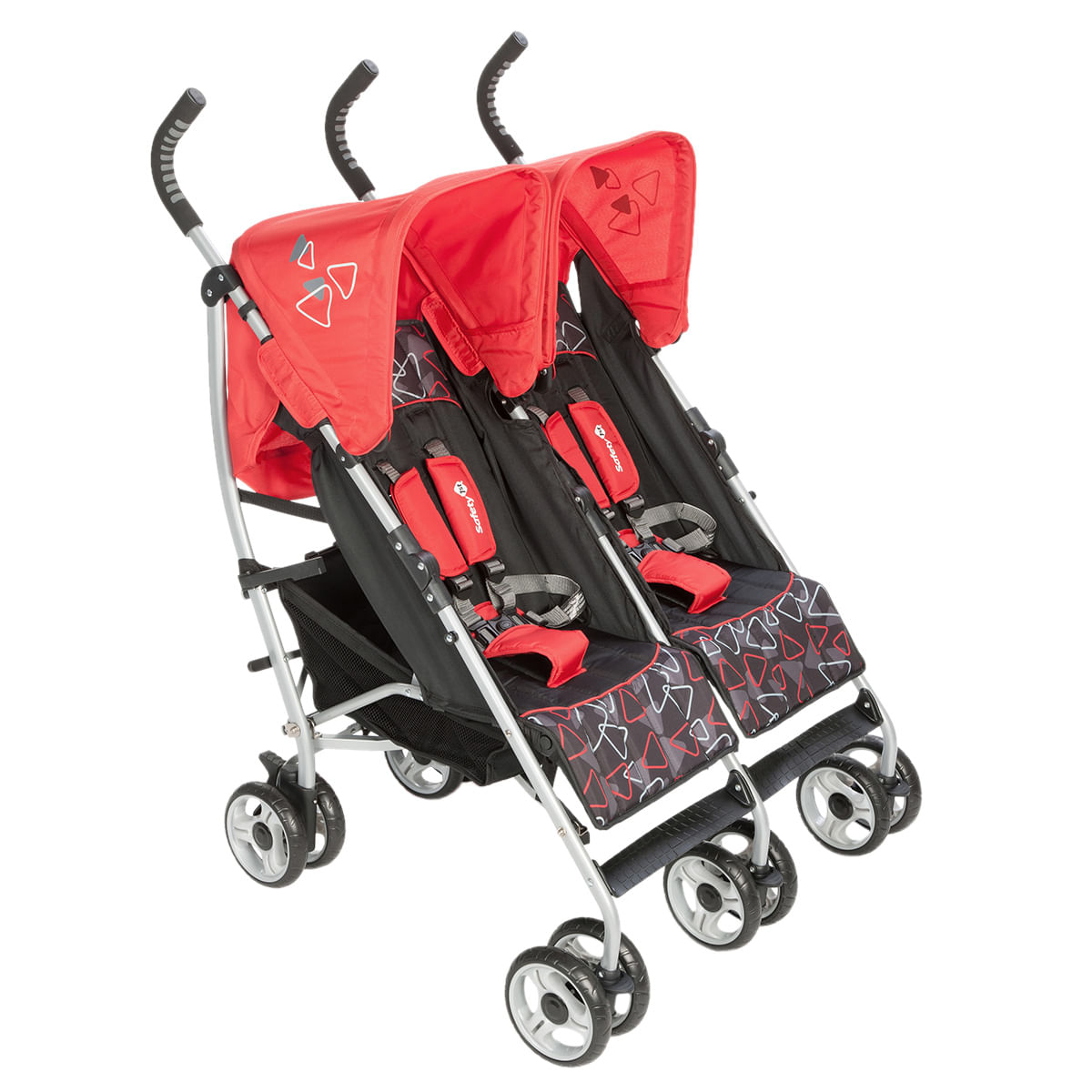 Carrinho de Bebê para Gêmeos Safety 1st 6 Rodas 7 Posições Suporta até 15Kg Double Vermelho