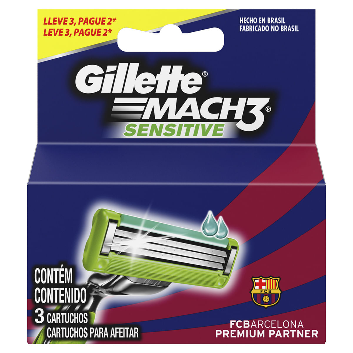 Carga para Aparelho de Barbear Gillette Mach3 Sensitive para Peles Sensíveis Leve 3 Pague 2