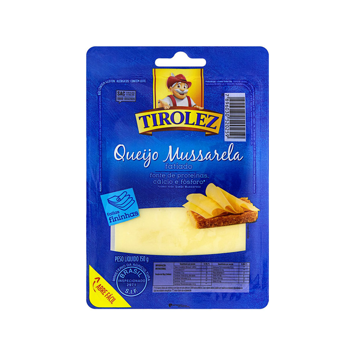 Queijo Muçarela Fatiada Tirolez 150g