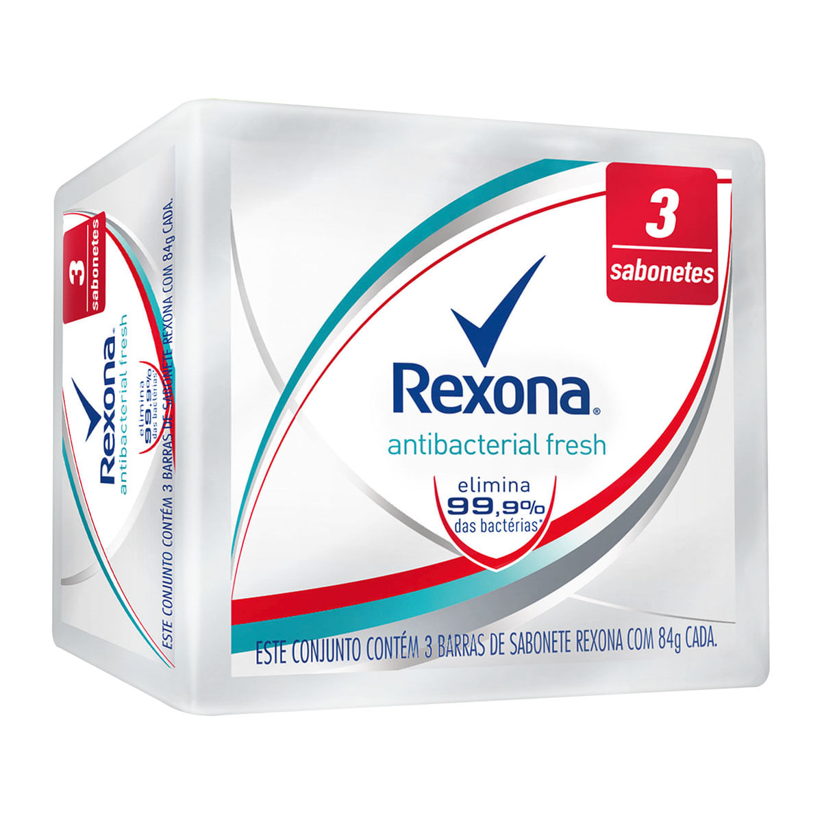 Sabonete em Barra Corporal Rexona Antibacteriano Fresh 84g cada 3 Unidades