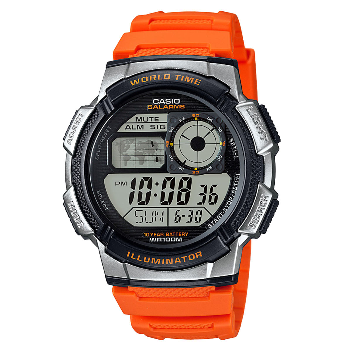 Relógio Casio Masculino Laranja Digital AE-1000W-4BVDF