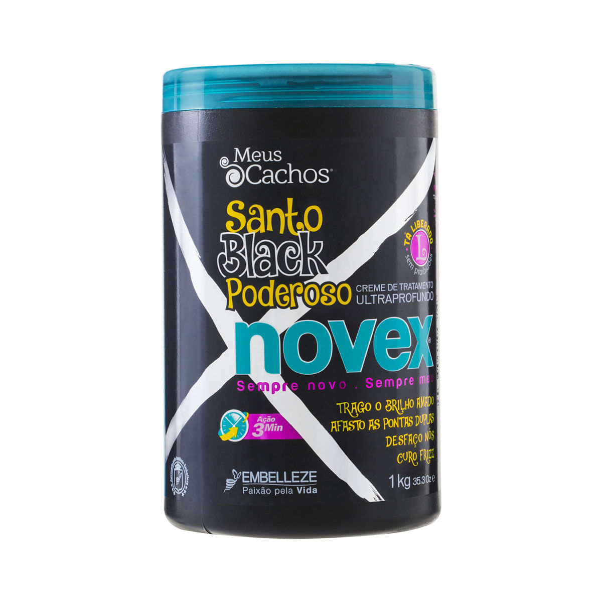 Creme de Tratamento Ultraprofundo Novex Meus Cachos Santo Black Poderoso Pote 1kg