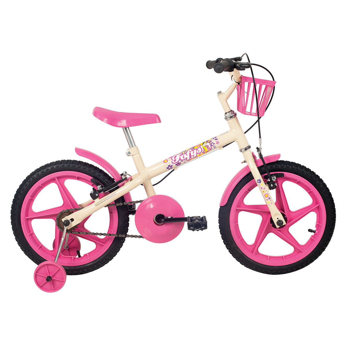 Bicicleta Infantil Aro 16 Verden Fofys Bege e Rosa