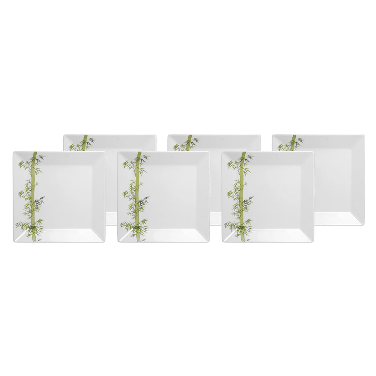 Aparelho de Jantar 6 Peças em Porcelana Oxford Quartier Bamboo GM12-2416 Branco e Verde