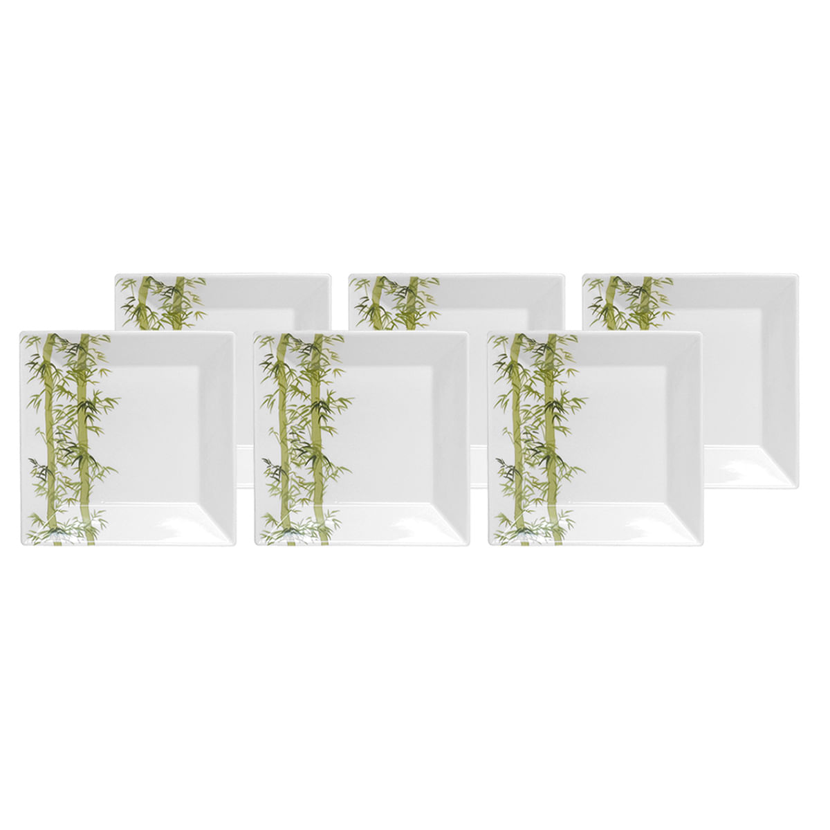 Aparelho de Jantar 6 Peças em Porcelana Oxford Quartier Bamboo GM14-2416 Branco e Verde