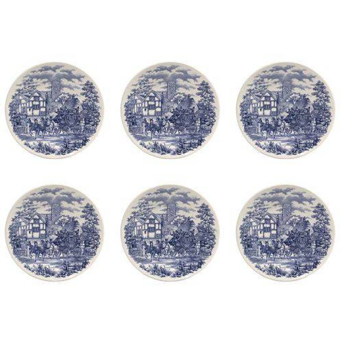 Aparelho de Jantar 6 Peças em Cerâmica Biona Actual Cena Inglesa MM14-7419 Branco e Azul