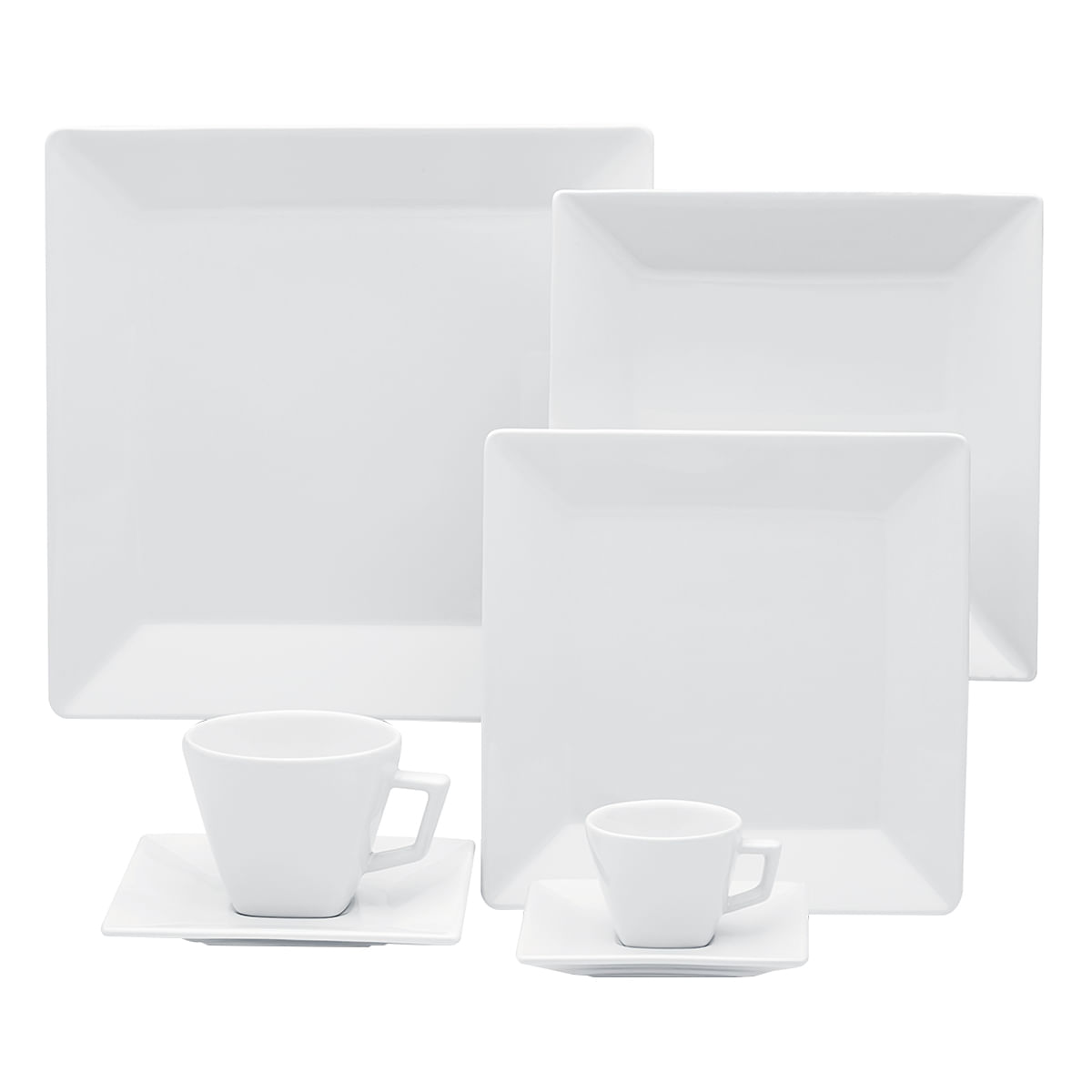 Aparelho de Jantar 42 Peças em Porcelana Oxford Quartier White GM42-2000 Branco