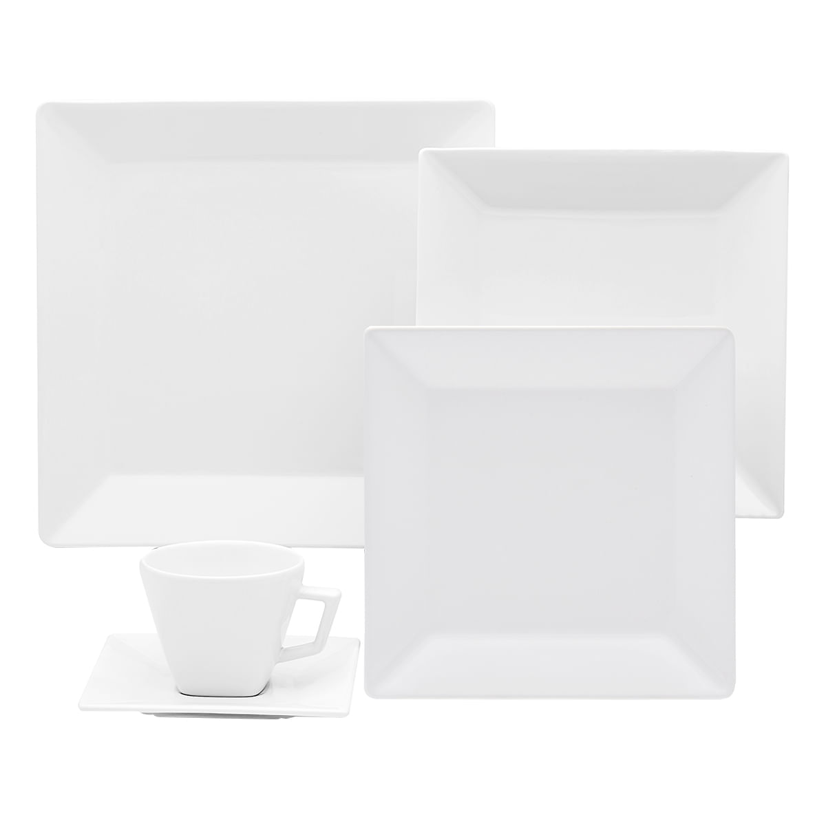 Aparelho de Jantar 30 Peças em Porcelana Oxford Quartier White GM30-2000 Branco