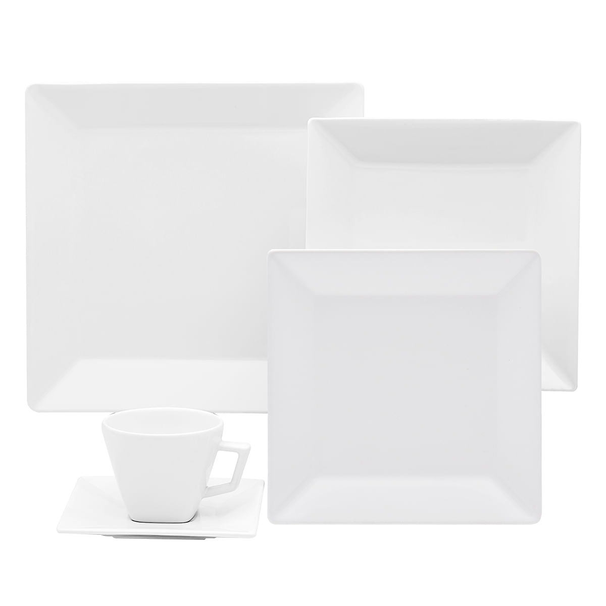 Aparelho de Jantar 20 Peças em Porcelana Oxford Quartier White GM20-2000 Branco