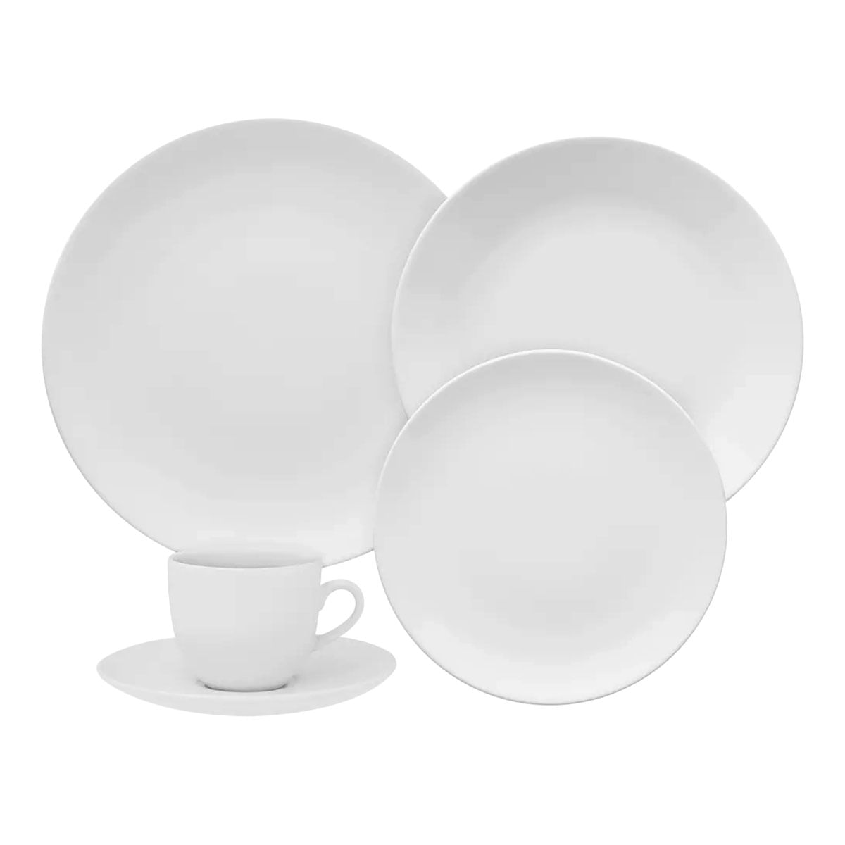 Aparelho de Jantar 20 Peças em Porcelana Oxford Coup White EM20-4812 Lisa Branco