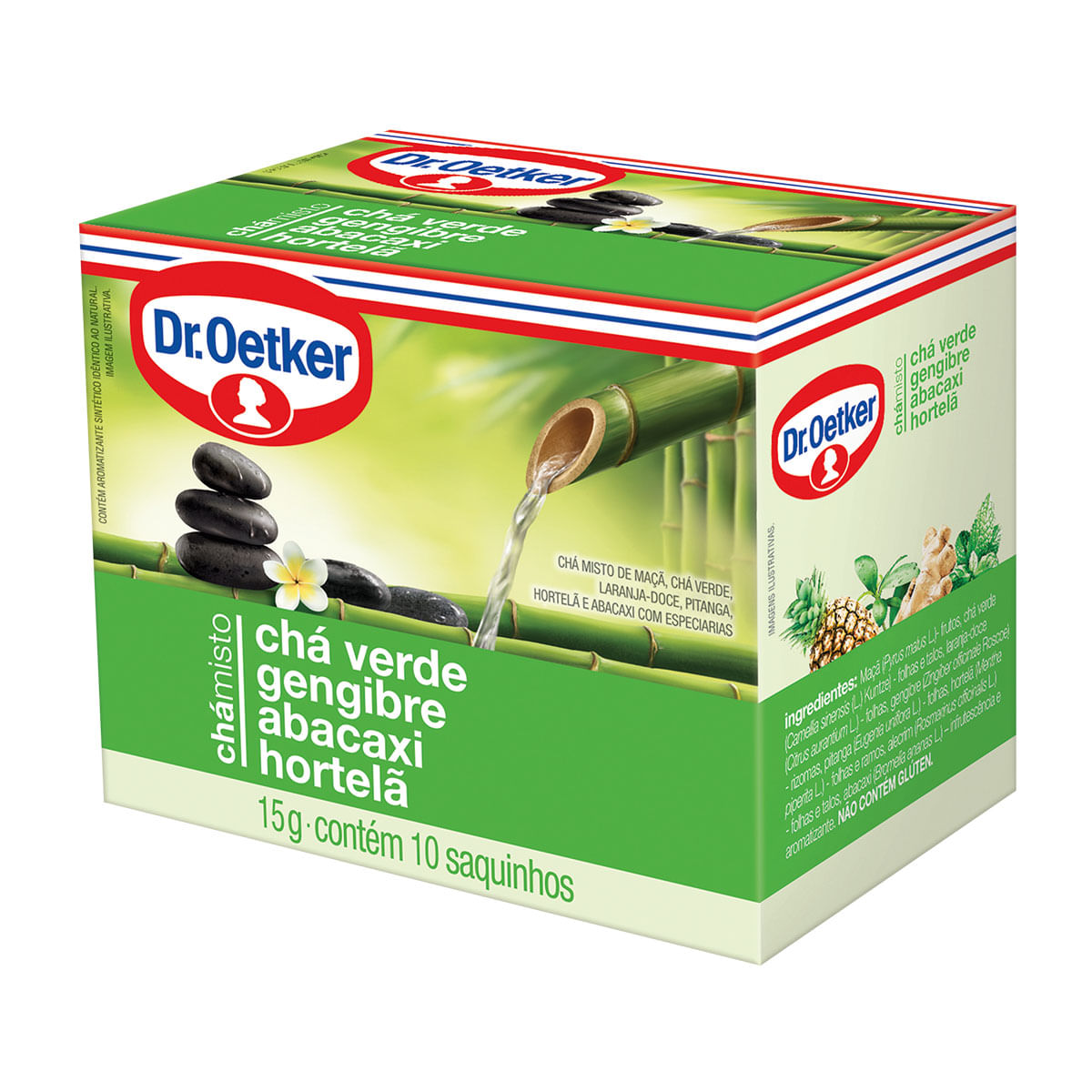 Chá Misto Verde com Gengibre, Abacaxi e Hortelã Dr. Oetker 10 Sachês