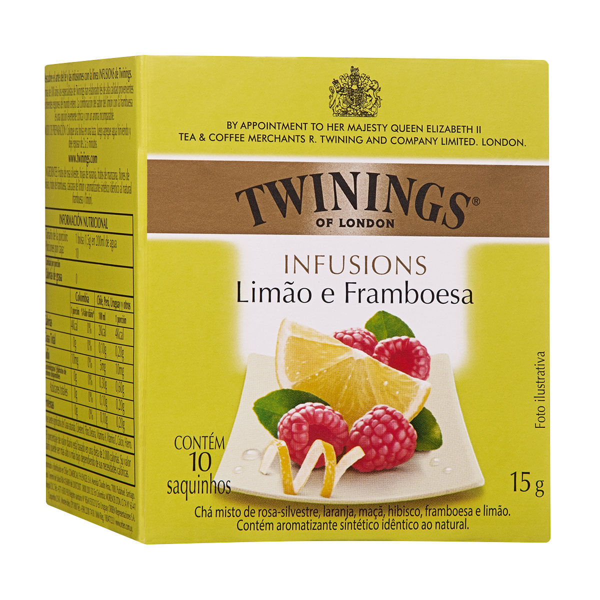 Chá Misto de Limão e Framboesa Twinings Caixa com 10 sachês